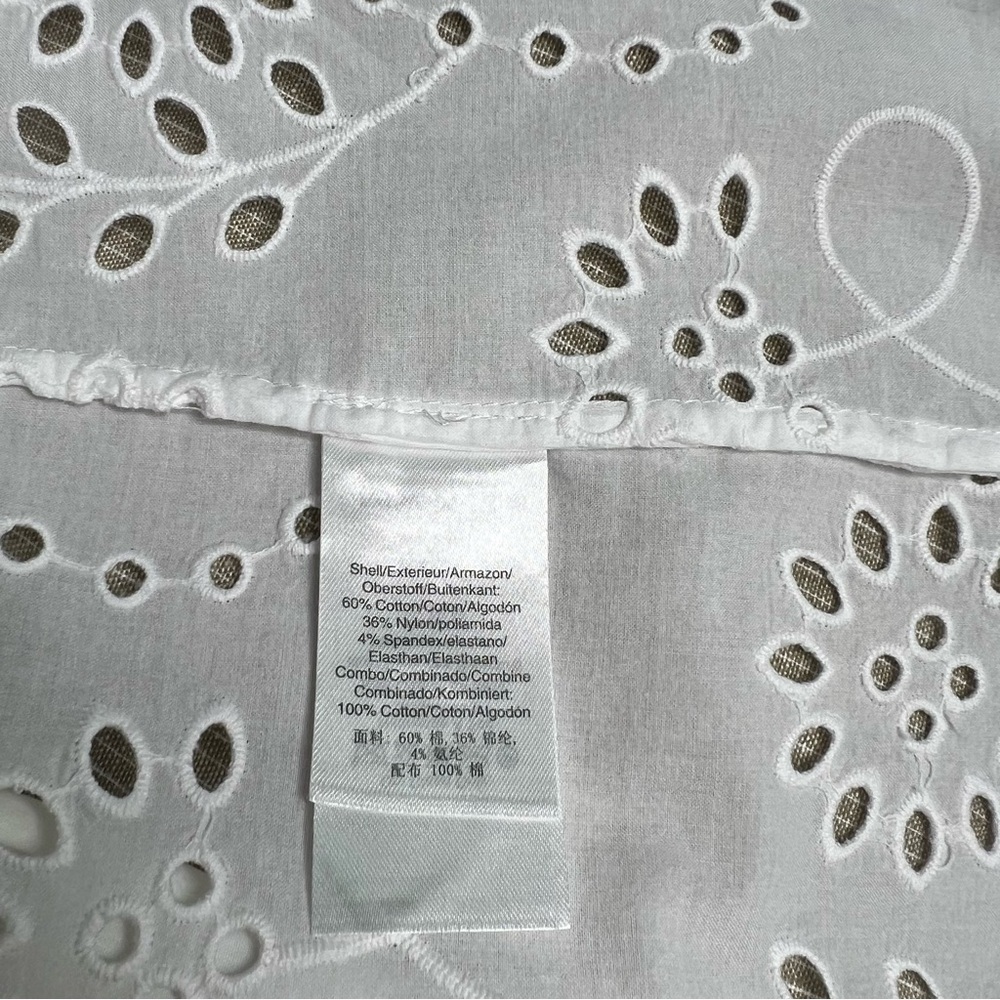 Donna Karan White Eyelet Peplum Blouse - Picture 7 of 8